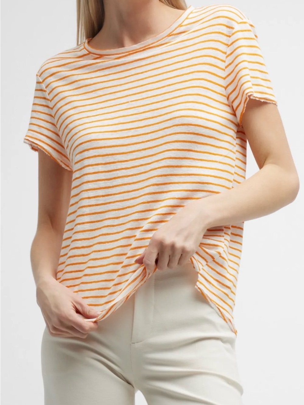 Frame Easy True Tee Striped Nectarine